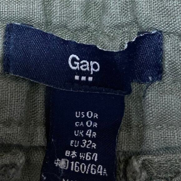 Gap Women's Green Linen Low Rise Drawstring Straight Leg Trousers Pants Size 4 - Picture 4 of 5